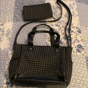 ThirtyOne Mini Cindy Black Gray Houndstooth Purse